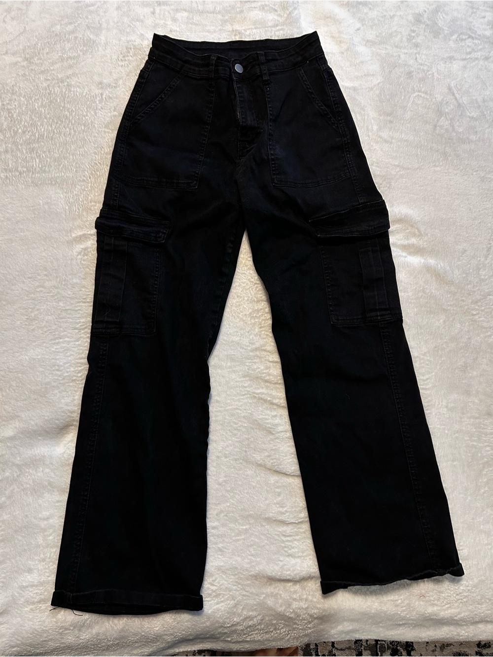 Men's Black Bootcut Cargo Jeans - Versatile Everyday Style